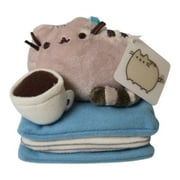 GUND Pusheen Enjoying Coffee and a Book Plush Backpack Clip, 3” (B&N Exclusive)