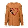 thumbnail image 4 of Trendy Sweatshirts Womens Long Sleeve Crew Neck Dog Paws Love Heart Print Pullover Tee Shirt Fall Winter Tops (XL, Orange), 4 of 4