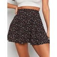 thumbnail image 5 of Women'S Summer Flowy Mini Skirt Basic Casual High Waisted Flared Mini Beach Skirts Black S, 5 of 9