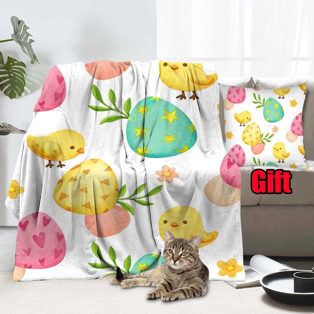 Dicasser Easter Bunny Blankets With Pillow Cover Warm Fuzzy Plush