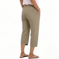 thumbnail image 4 of Miluxas Women's Lightweight Business Casual Capri Pants Elastic Waistband Tapered Loose Fit Capris with Pockets for Summer Daily Wear Loungewear Khaki, 4 of 5