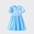 thumbnail image 4 of Ugoldhm Girls' Rabbit Print Peter Pan Collar Party Dress Puff Sleeve, Pleated, Cotton Midi for 3-14 Years, 4 of 5