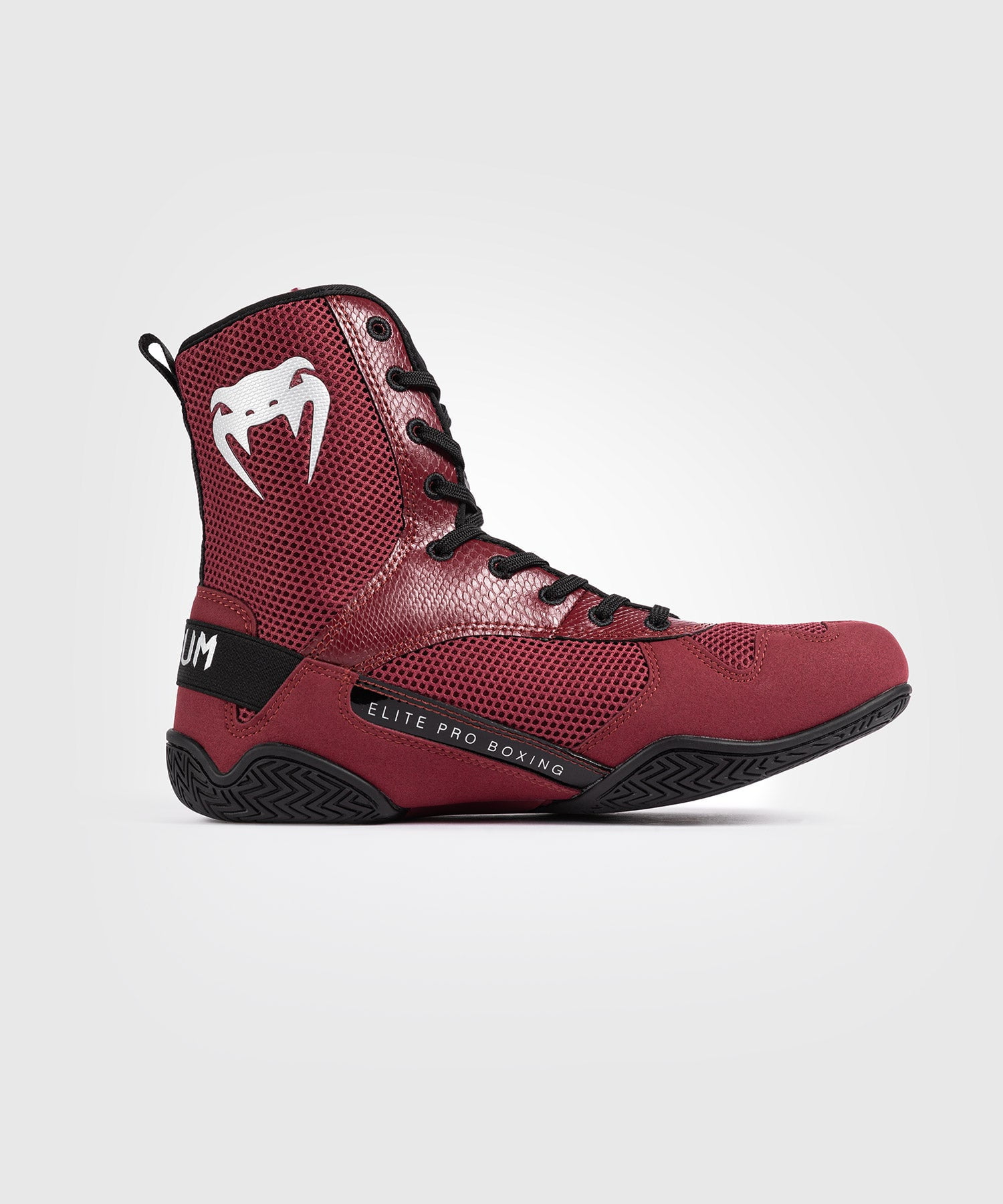Venum Elite Boxing Shoes - Burgundy / Silver - M10.5/W12