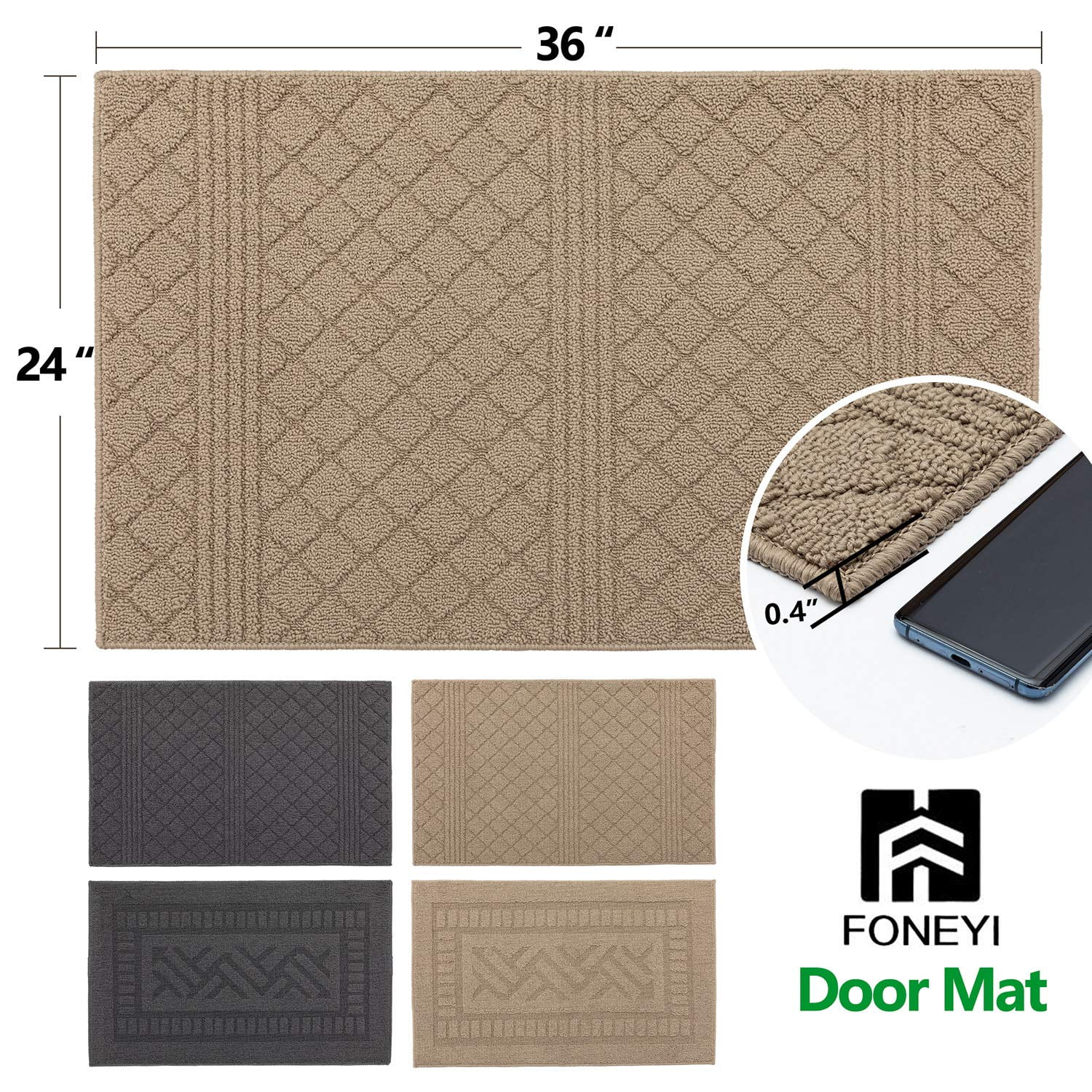 TIMO Entryway Rug, Door Mats Indoor 24x36 Rubber Backing Non Slip  Absorbent Indoor Doormat, Machine Washable Resist Dirt Low Profile Front  Door Mat