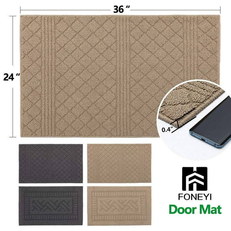 FONEYI Indoor Door Mat, Front Back Door Mat 24 x 36 Non-Slip Rubber  Backing Door Rug, Machine Washable Entry Rug, Low Profile Absorbent Dirt  Trapper