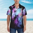 thumbnail image 2 of Sikiie Rainbow Spotted White Horse Print Men's Hawaiian Shirt, Summer Beach Button Pocket Short Sleeve T-Shirt,3X-Large, 2 of 7