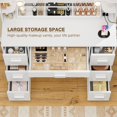 thumbnail image 6 of Lacoo Vanity Desk with Mirror & Lights, Makeup Vanity Set with 7 Drawers & Shelves, Vanity Table for Bedroom, White, 6 of 7