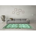 thumbnail image 3 of Ahgly Company Machine Washable Indoor Rectangle Oriental Turquoise Blue Traditional Area Rugs, 5' x 7', 3 of 4