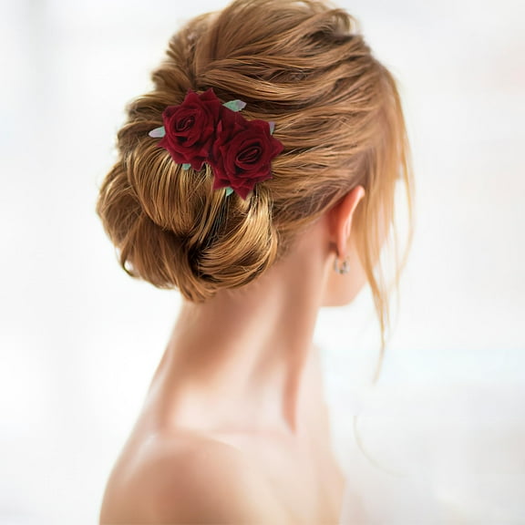 NICEXMAS Floral Hair Comb Rose Flower Design for Wedding Bridal and Party Decoration