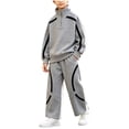 thumbnail image 3 of Fengqque Boy's Active Tracksuits Sets Full Zip Long Sleeve Sports Jogging Suits Athletic Running 2 Piece Sweatsuits Gray 14-15 Years, 3 of 6