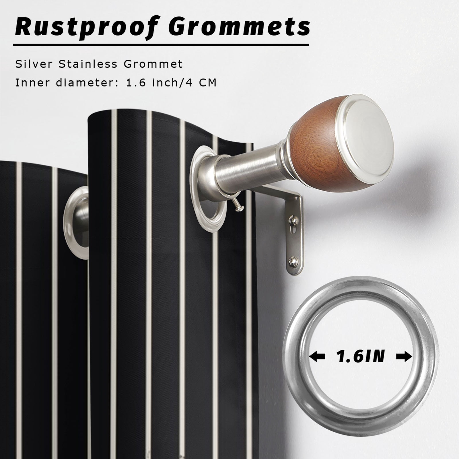 Baseball Dad Outdoor Curtains for Patio, Father's Day Strip Sport Black Background Sunshade Privacy Drapes Grommet Waterproof Outside Curtains for Porch/Cabana/Balcony 54"x 108", 1 Panel