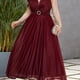 thumbnail image 1 of Vestido De Dama De Honor Elegante De Talla Grande, Vestido De Tanque De Boda De Graduación Con Cuello En V Con Detalle De Anillo En O De Diamantes De Imitación Para Mujer, 1 of 4