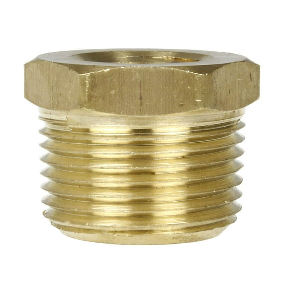 3/4" x 3/8" Male NPTF x Female NPTF Hex Bushing Reducer Solid Brass Pipe Fitting