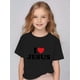 thumbnail image 1 of Camiseta de manga corta de verano para niña, informal, de punto de algodón con cuello redondo y estampado "I Love Jesus", corte regular y elástico medio para primavera/verano., 1 of 5