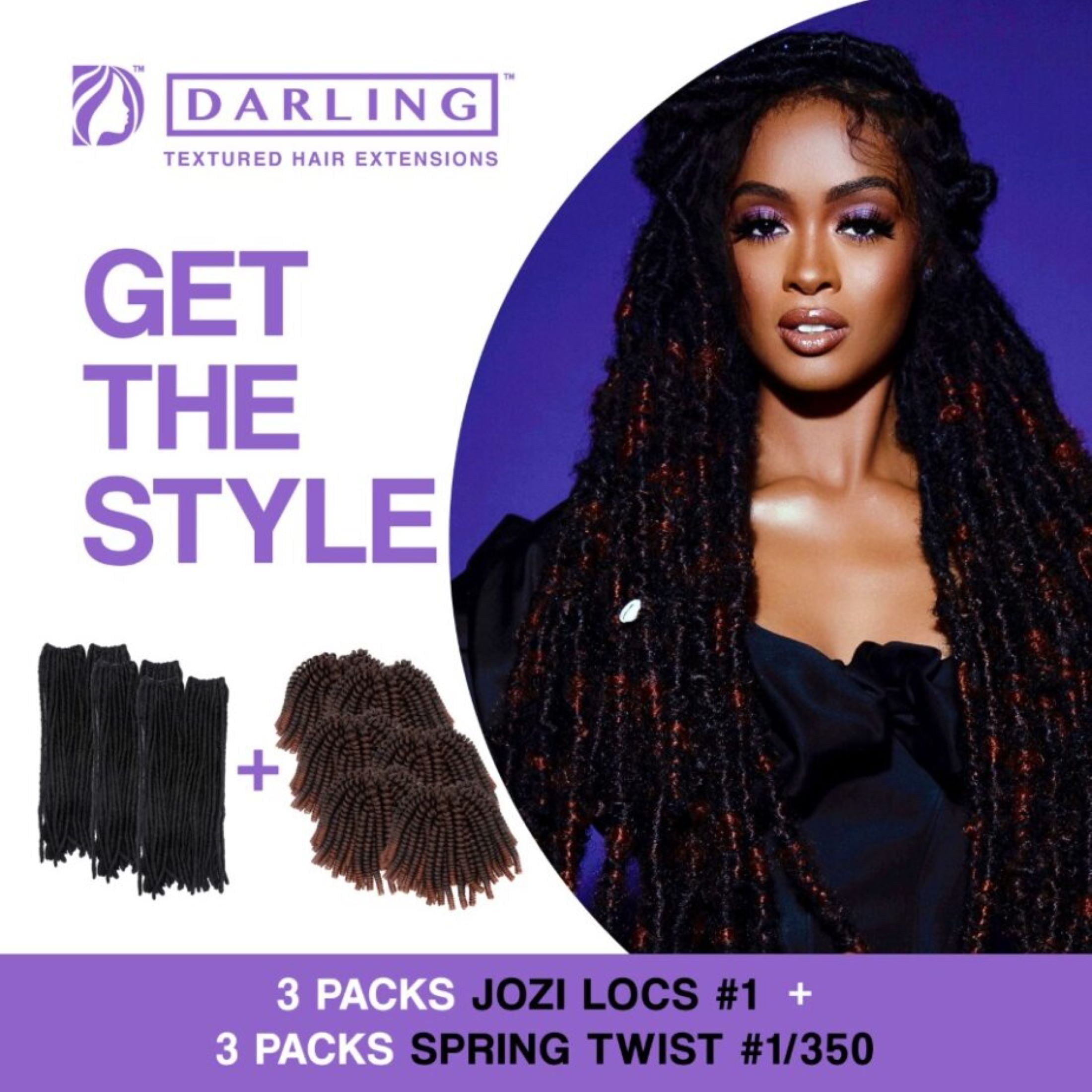 (2 pack) Darling Spring Twist Crochet Hair 2X Pack, 24 inch, #1/350, Female, Adult