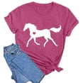 thumbnail image 4 of JIRNDf T-Shirt pour Femmes Hauts Tendance Mode Été Imprimé Ample Col Rond Manches Courtes Mignon T-Shirts Graphiques pour Femmes Chemises Rose Vif TTG, 4 of 4