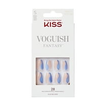 KISS Voguish Fantasy, Press-On Nails, Beauty Schooler, Blue, Short Coffin, 28 Count
