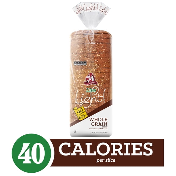 Aunt Millie's Live Light! Whole Grain Bread Loaf, 20 oz, 24 ct