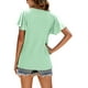 thumbnail image 5 of Txlixc Tops de mujer, cuello redondo con volantes, manga corta, ganchillo, hueco, suéter suelto, camiseta de color sólido Txlixc Moda, 5 of 6