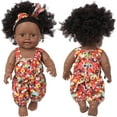 thumbnail image 4 of JM 1 muñeca negra Muñecas de silicona suave de 11,8 pulgadas Muñeca afroamericana realista Linda muñeca negra de pelo rizado con linda ropa de moda y diadema JM, 4 of 5