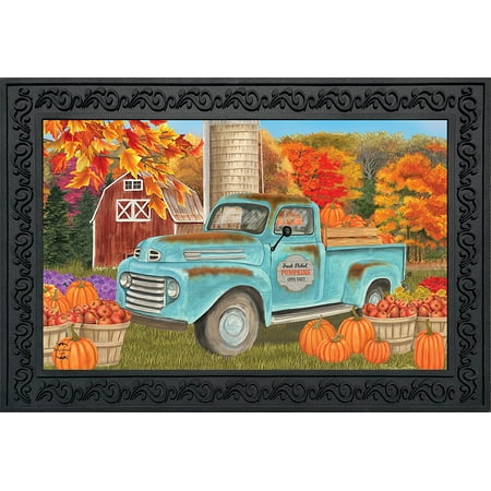 Fresh Picked Pumpkins Fall Doormat Pickup Autumn Indoor Outdoor 18  x 30 Measures approximately 18  x 30  and made to fit the Briarwood Lane Rubber Mat Tray. Add a colorful  welcoming touch of the season to your home and garden with a doormat from Briarwood Lane. Our original artwork printed on polyester material with a non-slip rubber backing. Mat tray sold separately. About The Manufacturer: Proudly based in Southern New Jersey  Briarwood Lane has been a leader in the design and manufacturing of premium quality home and garden decor since 2014. Our cheerful  affordable and weather-resistant seasonal products feature exclusive artwork from America’s finest artists and are carefully crafted to last all season.