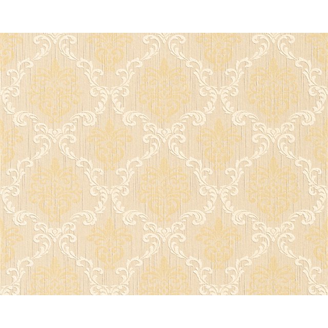 Tessuto - Rouleau de Papier Peint Beige en Tissu Baroque, Accent de Décoration Murale