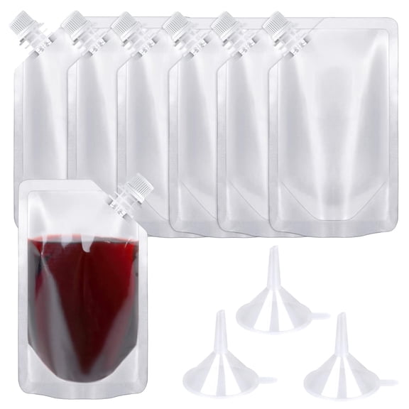 24 Pcs Plastic Flasks, 8 Oz Concealable and Reusable Drink Pouches, Leak-Proof Food Grade Plastic for Travel (8OZ-24PCS 3 Funnels)