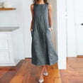 thumbnail image 1 of JUNWELL Robe Décontractée Sans Manches à Rayures pour Femmes Col Rond en Lin avec Poches Robe Longue Petite Printemps Maxi Robes pour Femmes Manches Courtes Robe Midi Robe de Sport pour Femmes Robes Décontractées d'Automne, 1 of 9