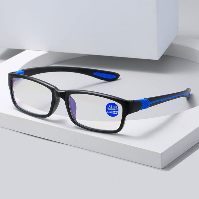 Gafas de presbicia, gafas de presbicia deportivas con marco de dos colores y anti luz azul, gafas de presbicia con marco negro y rojo, gafas de presbicia para hombres y mujeres, gafas claras