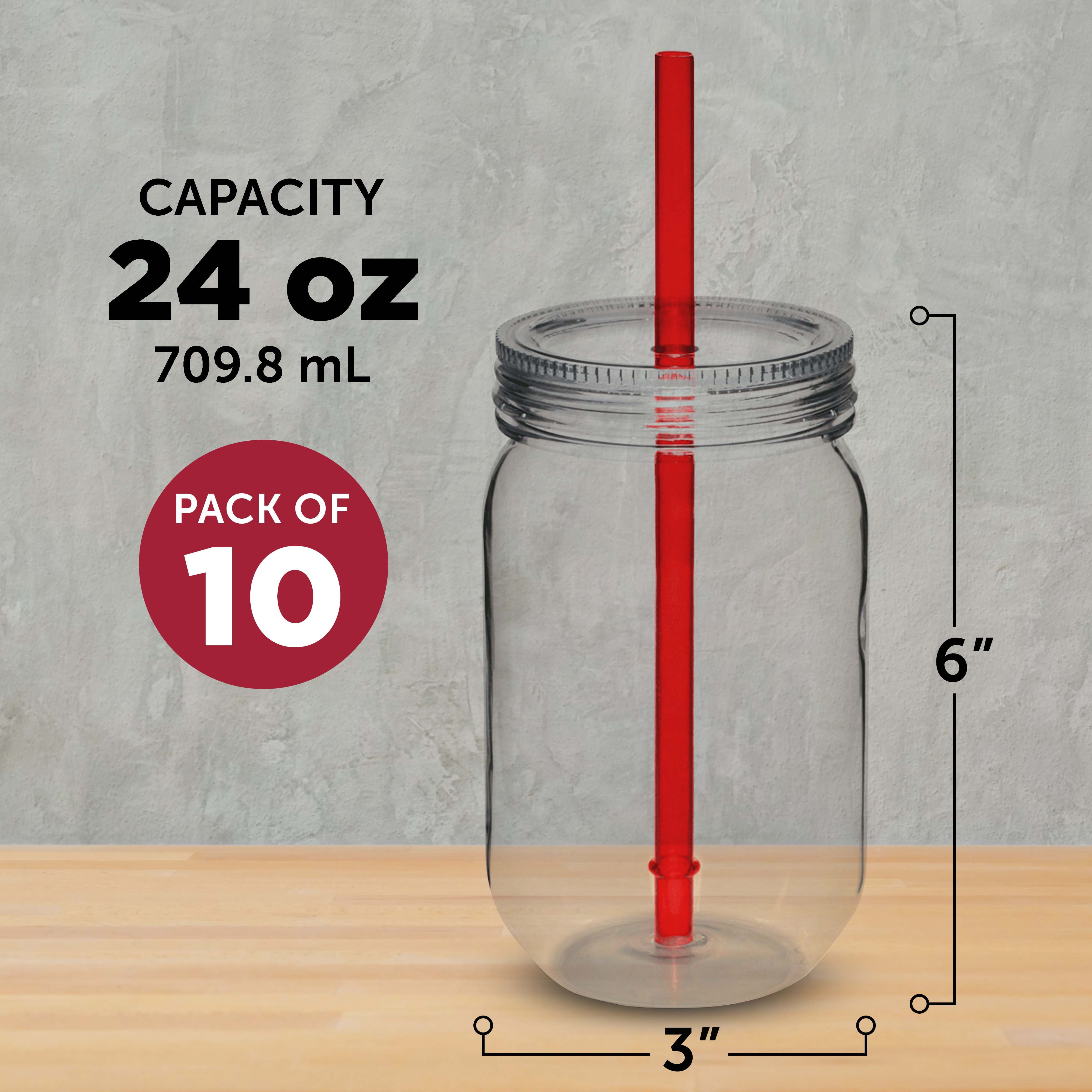 DISCOUNT PROMOS Plastic Mason Jars with Straw Set 24 oz. Set of 10, Bulk  Pack - Jars for Overnight O…See more DISCOUNT PROMOS Plastic Mason Jars  with