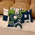 thumbnail image 6 of Navy Blue and Green Outdoor Patio Pillow Covers, Blue Green Pillow Covers Set of 4 16x16 Sturdy Linen Geometric Decorative Throw Pillowcases Zipper Closure for Couch Sofa Living Room Decor, 6 of 6