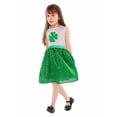 thumbnail image 4 of St Patricks Day Tutu Skirt for Toddler Girls Irish Shamrock Print Mesh Tutu Dress Party Skirts Hat 2 PC Performance Dresses Outfit X01-Green 4-5 Years, 4 of 6