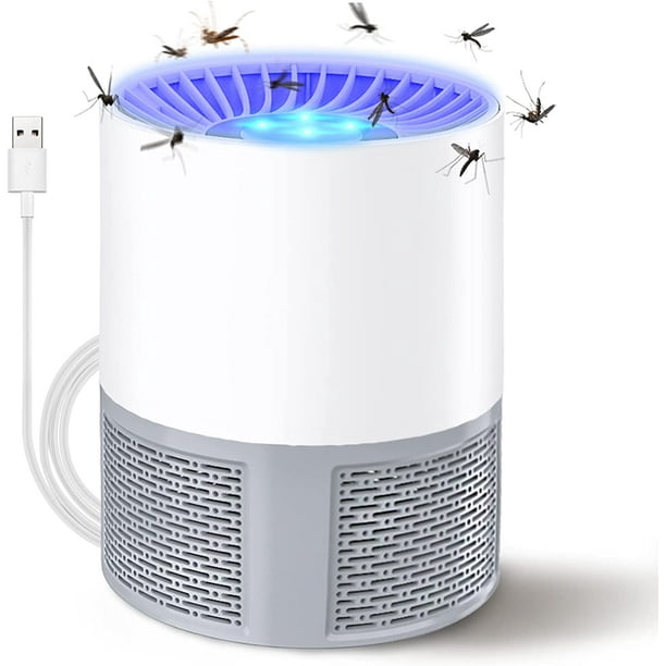 Lámpara antimosquitos eléctrica para interiores y exteriores, con USB, silenciosa y eficaz (gris)