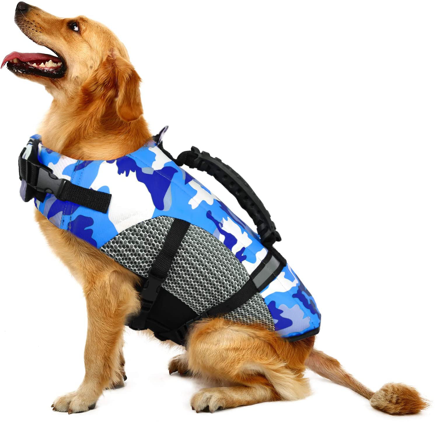 Pet Dog Life Jacket Swimming Durable Safety Vest Reflective Stripe PULL Handle 