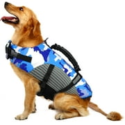 esafio Dog Life Jacket Ripstop Pet Floatation Safety Vest Adjustable Swimsuit Reflective Preserver with Rescue Handle for Swimming and Boating Small, Medium, Large Dogs, Blue