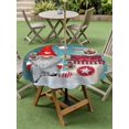 thumbnail image 3 of Outdoor Tablecloth with Umbrella Hole and Zipper, Teal Christmas Gnomes Round Table Cloth 60 Inch Waterproof Tablecloth, Xmas Snowflake Gifts Picnic Table Cover for Patio Camping, 3 of 7