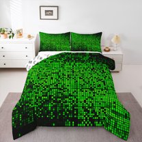 Castle Fairy Pixelated Blocks Miners Twin Comforter Sets,Futuristic Cubes Bedding Set