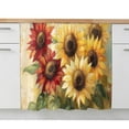 thumbnail image 2 of Summer Sunflowers Small Sink Skirt 10"Wx11"L,Dustproof Under Sink Curtain with Self Adhesive Tape,Red Yellow Floral Leaf Wood Grain Cabinet Curtain Cover for Bathroom Vanity,Kitchen Storage Shelf,RV, 2 of 9