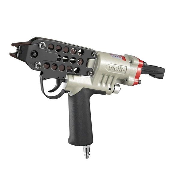 meite SC760C-I2 Pneumatic Hog Ring Gun, 16 Gauge 1/2" Crown Hog Ring Pliers, 2.6-3.6 mm Closure, Upgrade Trigger Air C Ring Stapler for Fencing, Upholstery, Pet Cages, and Bag Closing