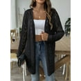 thumbnail image 5 of gakvbuo Long Cardigan Sweaters For Women Women Casual Hollow Out Solid Color Buttonless Jacket Cardigan Tops, 5 of 8
