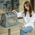 thumbnail image 5 of Bolso para mascotas, bolso portátil para mascotas con ventana lateral de malla transparente grande, bolso de viaje con un hombro, bolso portátil para gatos negros, 5 of 5
