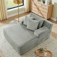 thumbnail image 5 of Oversized Chaise Lounge Chair Indoor, 50 Inch Wide Upholstered Velvet Sleeper Sofa Couch, Comfy Fluffy Cloud Couch Boneless Couch for Living Room, No Assembly Required, Grey, 5 of 8