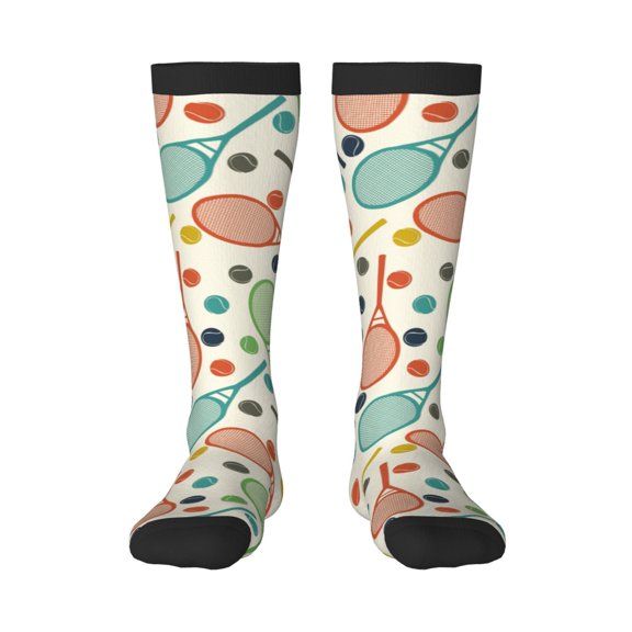Hirioo Racket and Tennis Ball for Adult Stockings Breathable Sock Non-Pilling,Contrasting Color Design