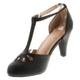 thumbnail image 2 of Static Footwear Kimmy-36 Women's Teardrop Cut Out T-Strap Mid Heel Dress Pumps, 2 of 4