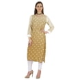 thumbnail image 3 of Bimba Kurti Droite à Imprimé pour Femmes, Col en V, Style Ethnique Traditionnel - Coton Modal, 3 of 7