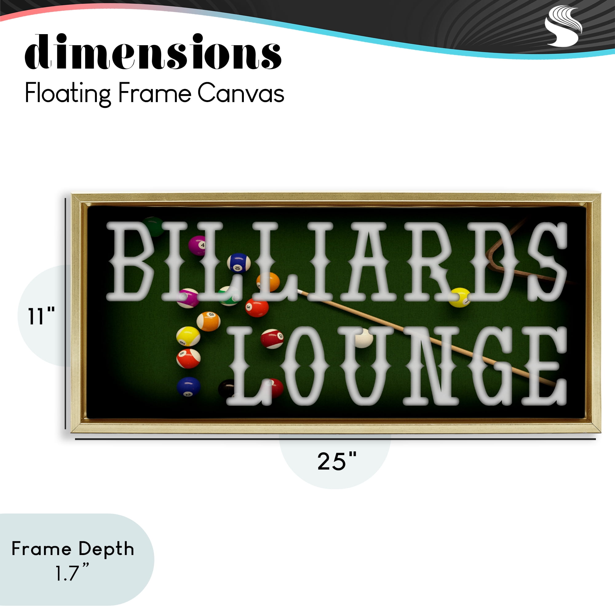 Stupell Industries Billiards Lounge Recreation Gold Framed Floater Canvas Wall Art, design by Marcus Prime