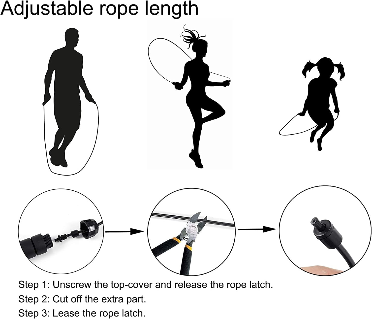 Adjustable Jump Rope with Ball Bearings, Tangle-Free Speed Rope for Cardio Fitness, Home Gym School Workout