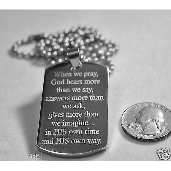 GOD PRAYER DOG TAG STAINLESS STEEL THICK RELIGION INSPIRATIONAL