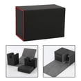 thumbnail image 1 of Funda protectora de cuero PU Macarena para tarjetas comerciales contenedor de tarjetas de ladrillos línea roja negra, 1 of 8