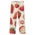 thumbnail image 4 of Strawberry Fruit Watercolor Winter Female Pants Flannel High Waist Women Pants Lady Warm Straight Leg Plush Trousers, 4 of 7